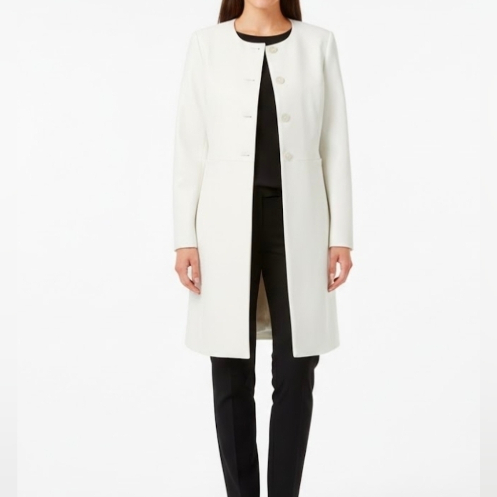 Calvin Klein White Faux Leather Trench Coat Size 10 NWT